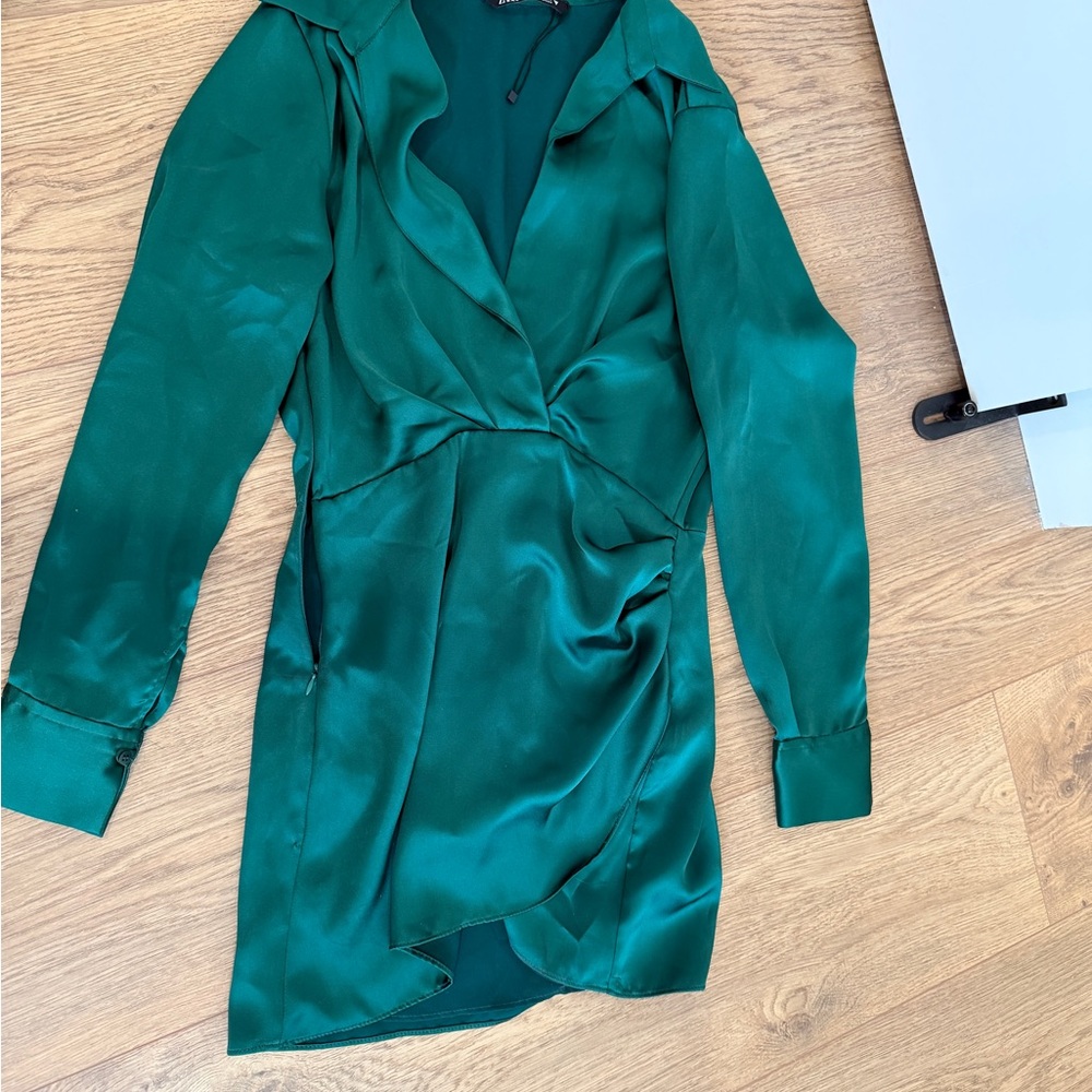Elegant Green Satin Dress